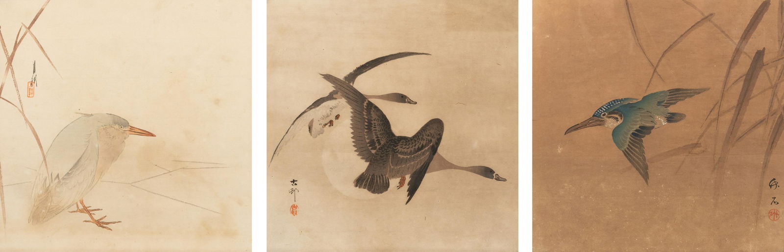 Koson Ohara (1877-1945), Gekko Ogata (1859-1920) and One Other Largest image 9 1/4 x 9 1/2 in., 23.5 (1 of 13)