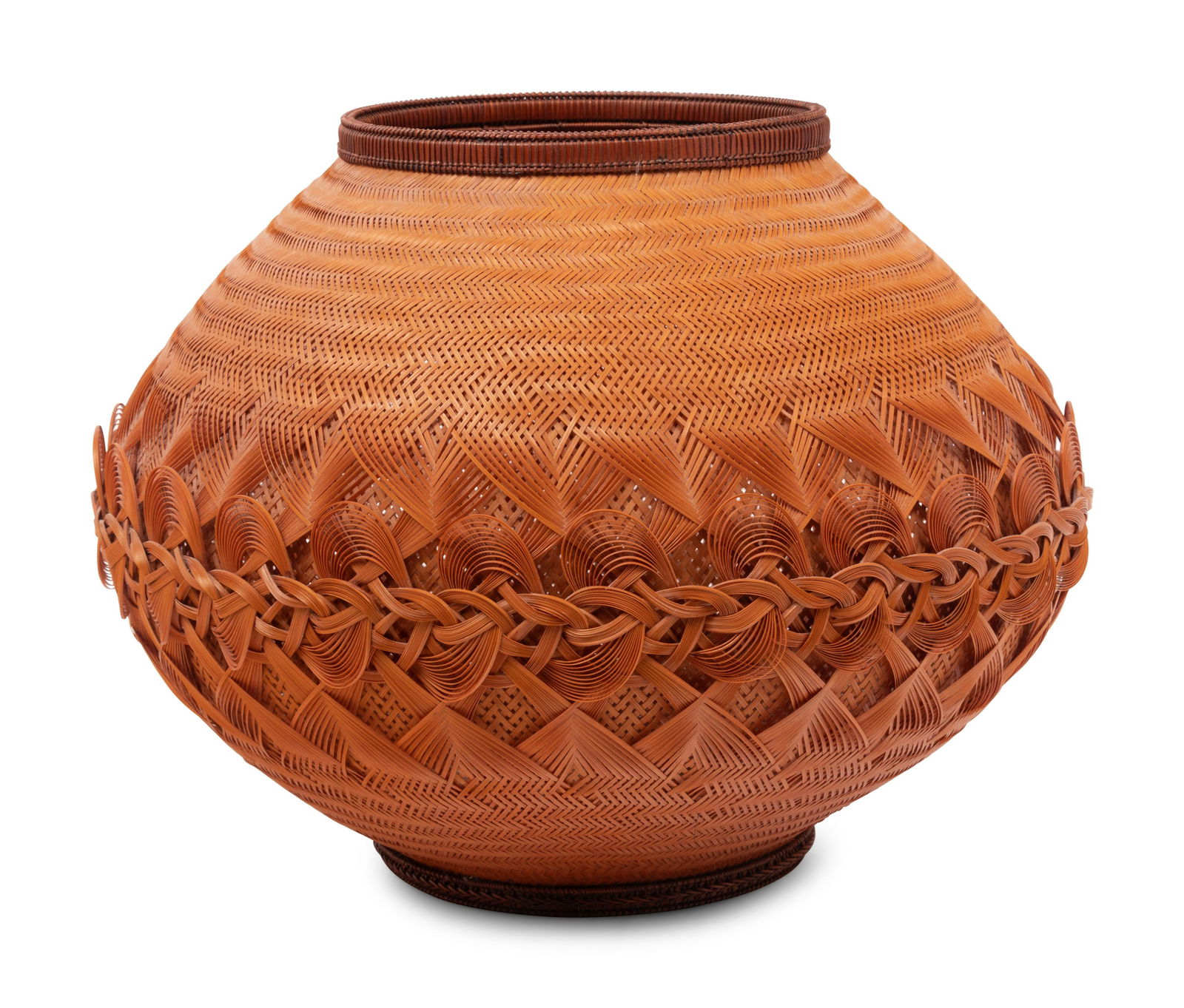 A Japanese Ikebana Bamboo Flower Arranging Basket Height 11 5/8 in., 29.5 cm. (1 of 4)