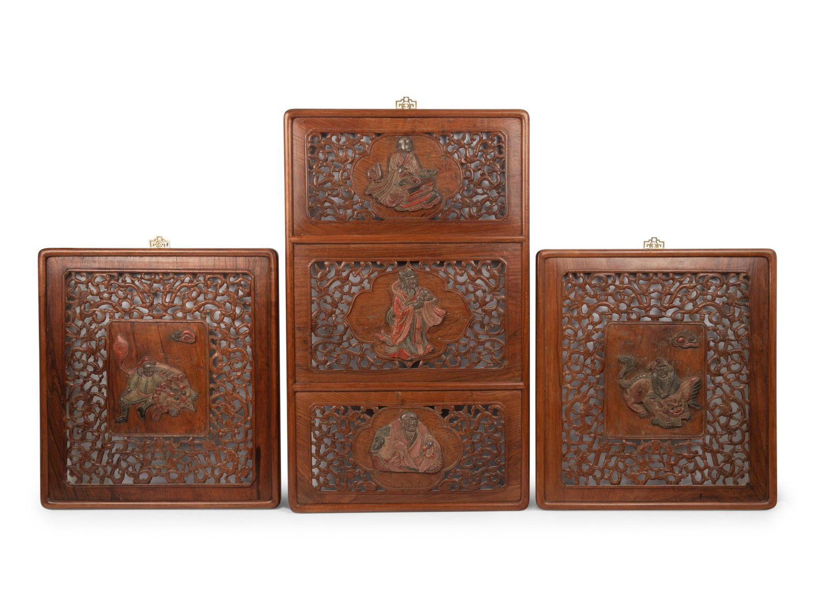 Three Carved and Reticulated Huanghuali Panels Height of larger 33 1/2 x width 28 1/2 in., 85 x 52 (1 of 7)