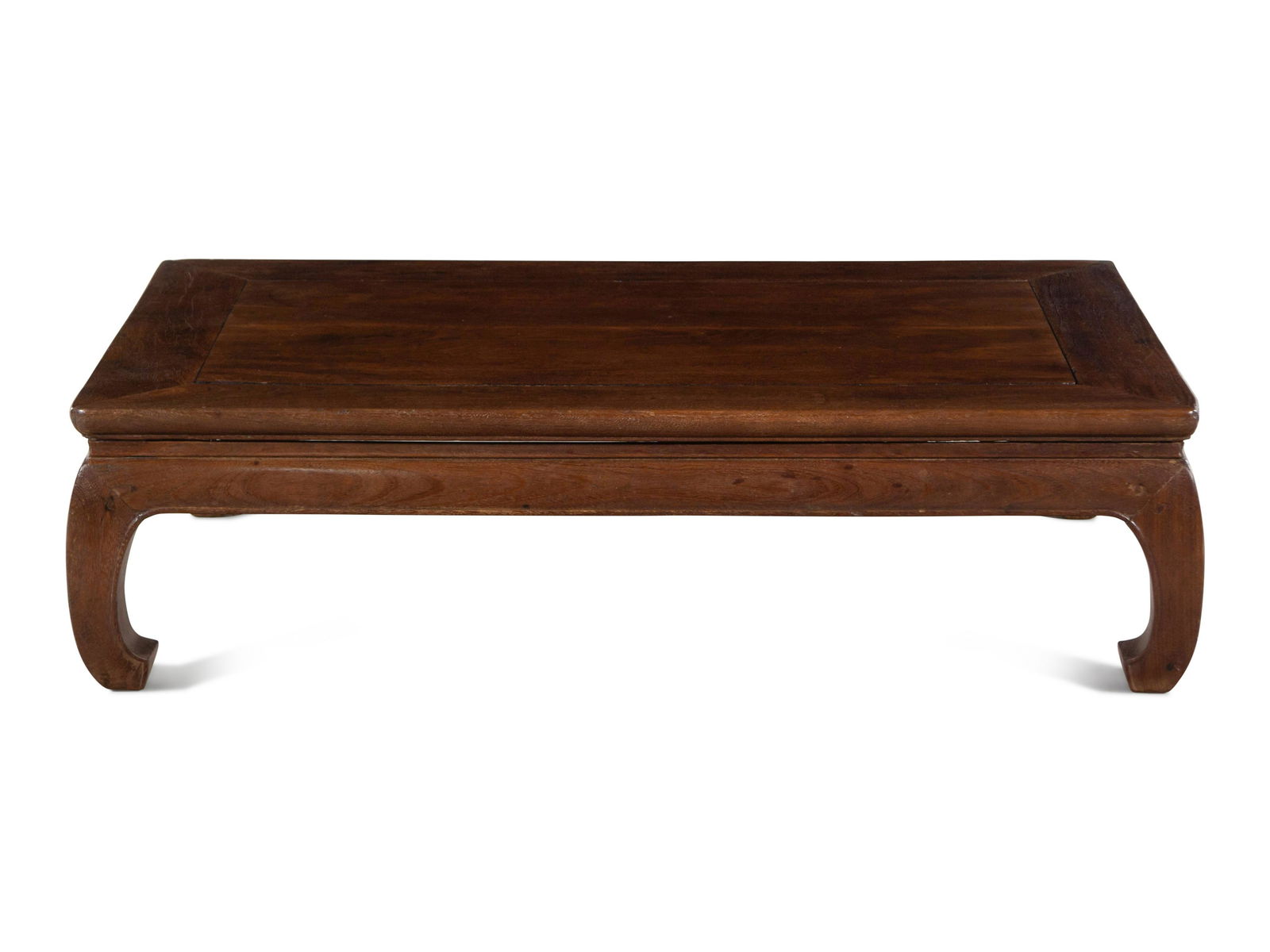 A Tieli Wood Kang Table, Kangzhuo Length 40 x height 11 x depth 25 1/2 in., 101.5 x 28 x 65 cm. (1 of 2)
