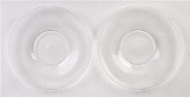 A Set of Twelve Steuben Dessert Plates, Diameter 7: A Set of Twelve Steuben Dessert Plates, each having etched 'S' to base. Diameter 7 inches. Property from the William H. Moore Trust, Hobe Sound, Florida