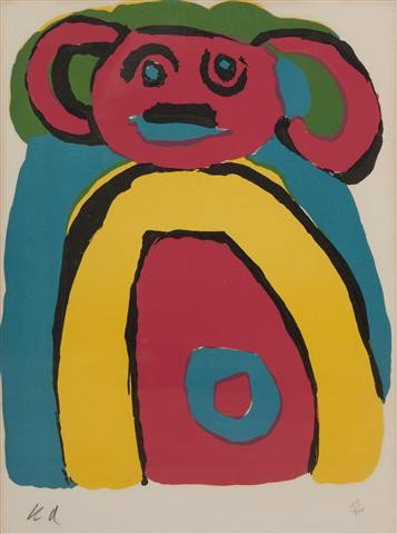 Karel Appel, (Dutch, 1921-2006), Untitled: Karel Appel (Dutch, 1921-2006) Untitled lithograph edition 120/300, initialed KA (lower left) 13 x 10 3/4 inches.