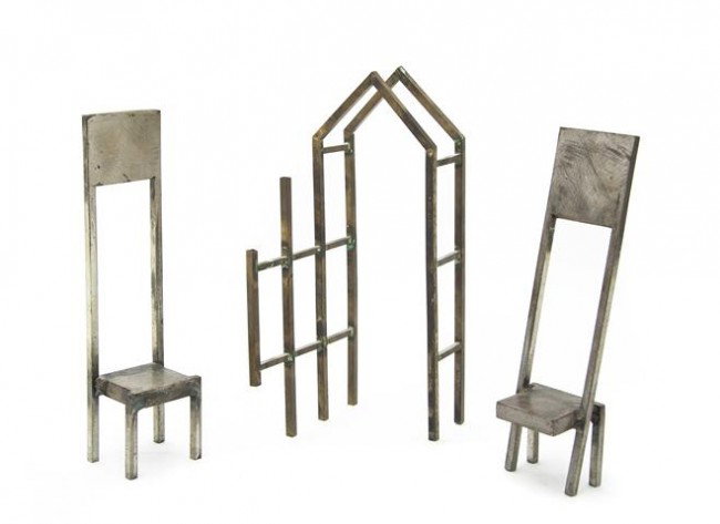 Gary Kulak, , Chairs and House: Gary Kulak Chairs and House steel Height 11 inches. Property from the Collection of Irma Ecksel, Nashville, Tennessee