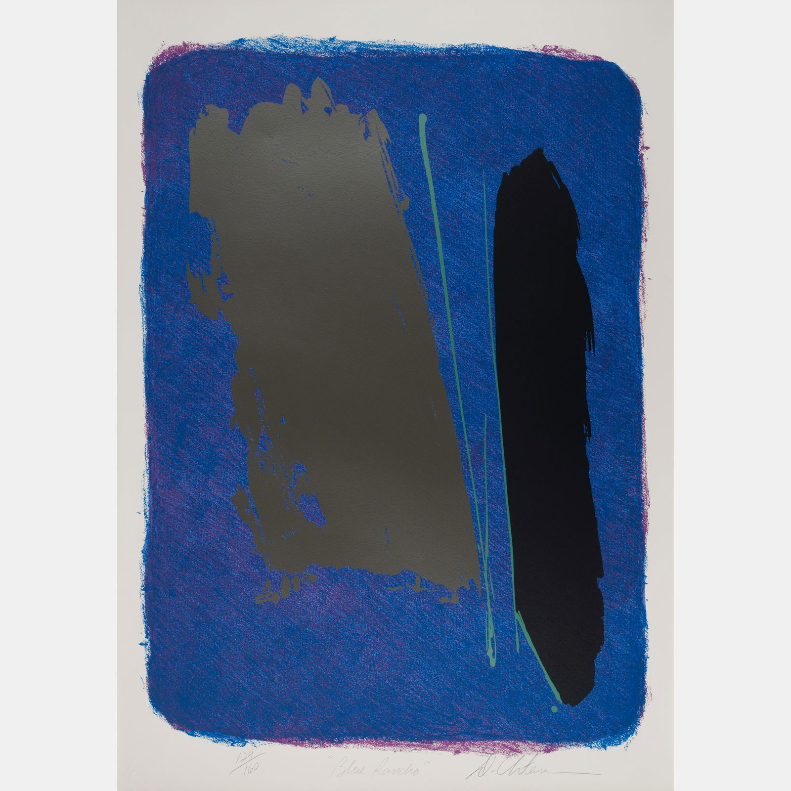 Dan Christensen (American, 1942 - 2007) Blue Rancho, 1981: Dan Christensen (American, 1942 - 2007) Blue Rancho, 1981 screenprint signed, titled, and numbered 129/160 in pencil 38 x 27 inches. Deaccessioned from the Boca Raton Museum of Art to benefit the Acqu