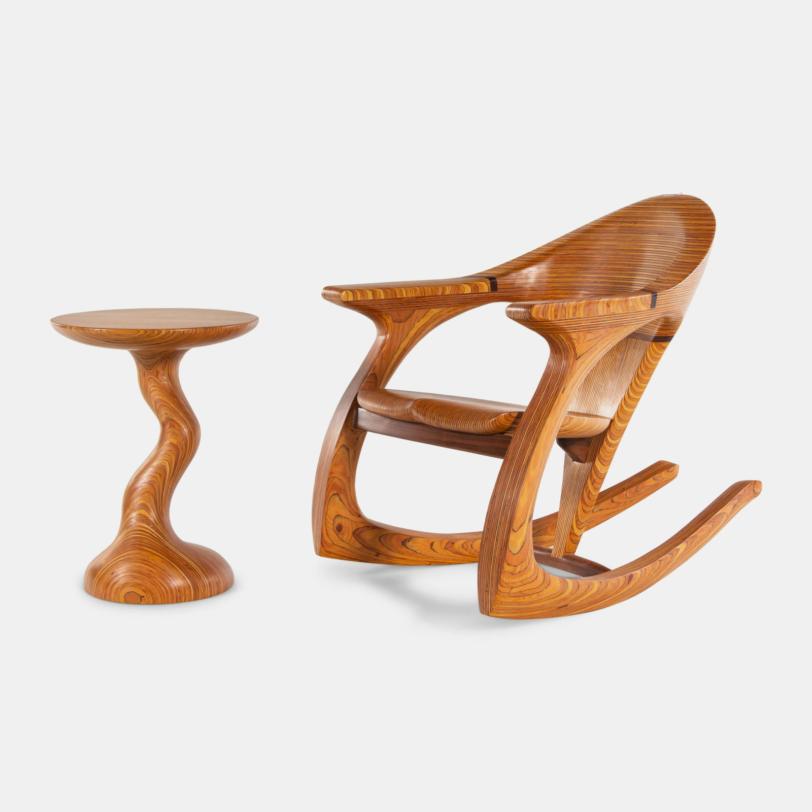 Michael Gilmartin  (American, 1951-2016) Studio Craft Rocking Chair and Side Table, 1987 (1 of 5)