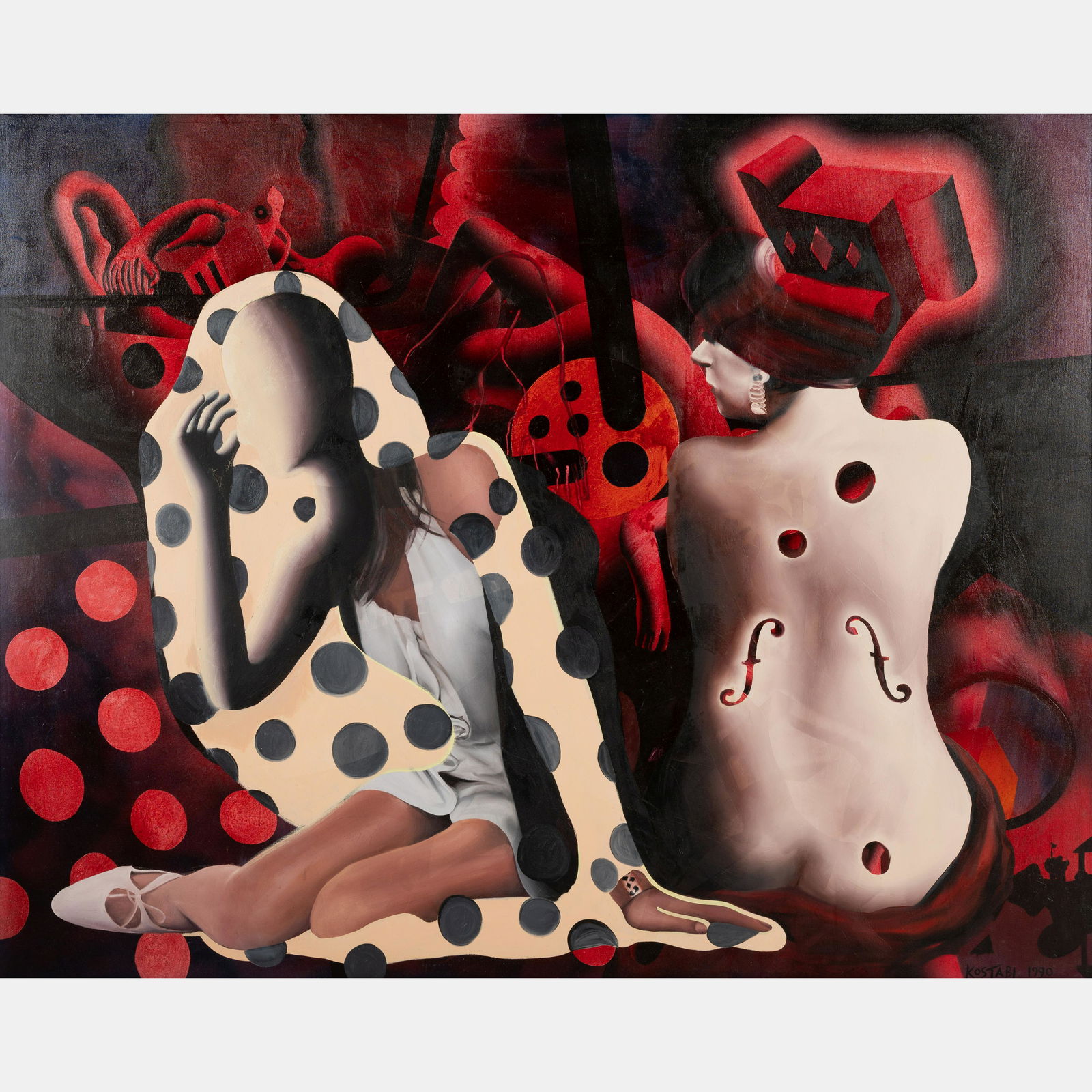 Mark Kostabi (American, b. 1960) Kiki and Paulina, 1990 (1 of 5)