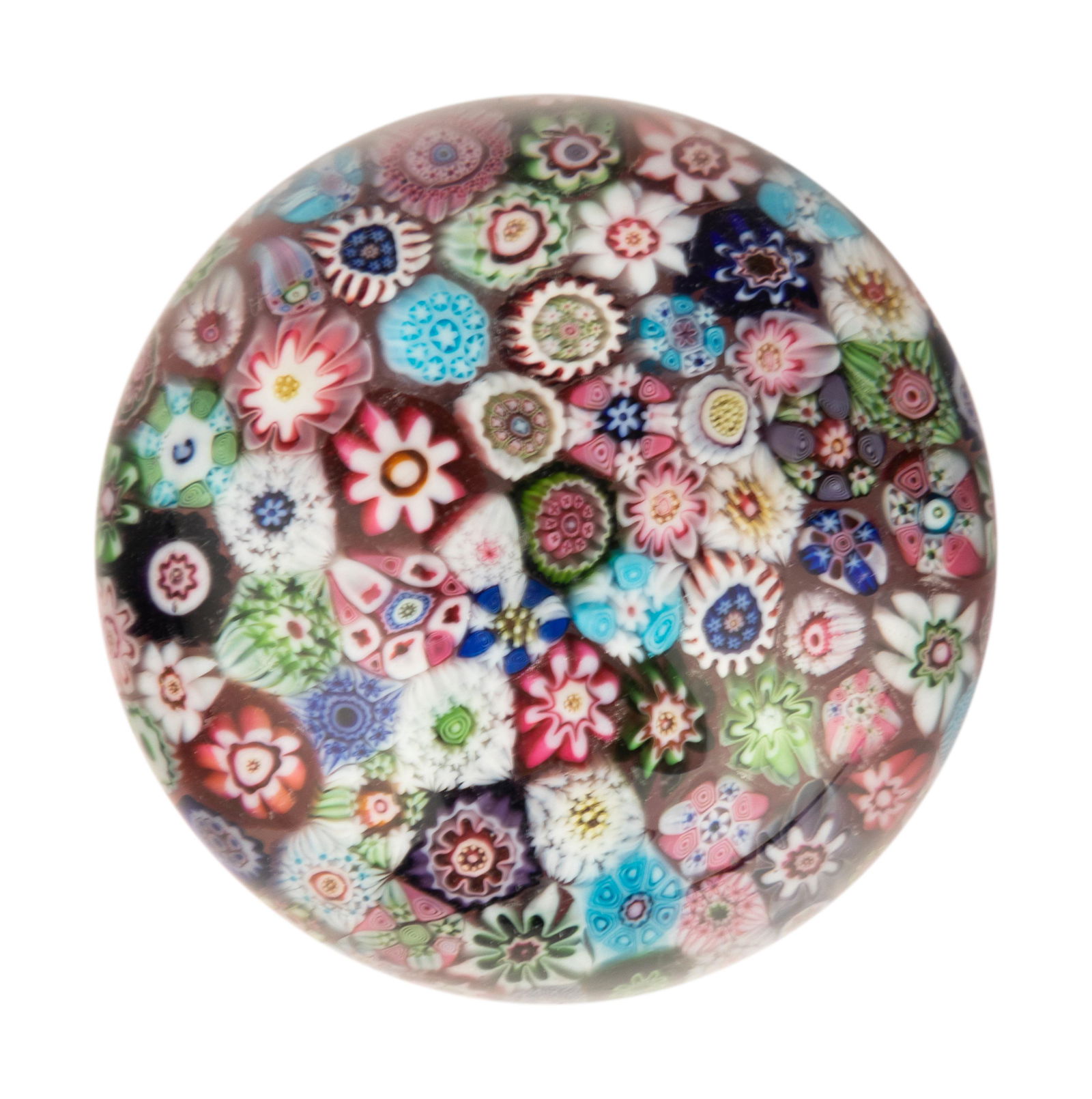 A Miniature Clichy Close Packed Millefiori Glass Paperweight (1 of 2)