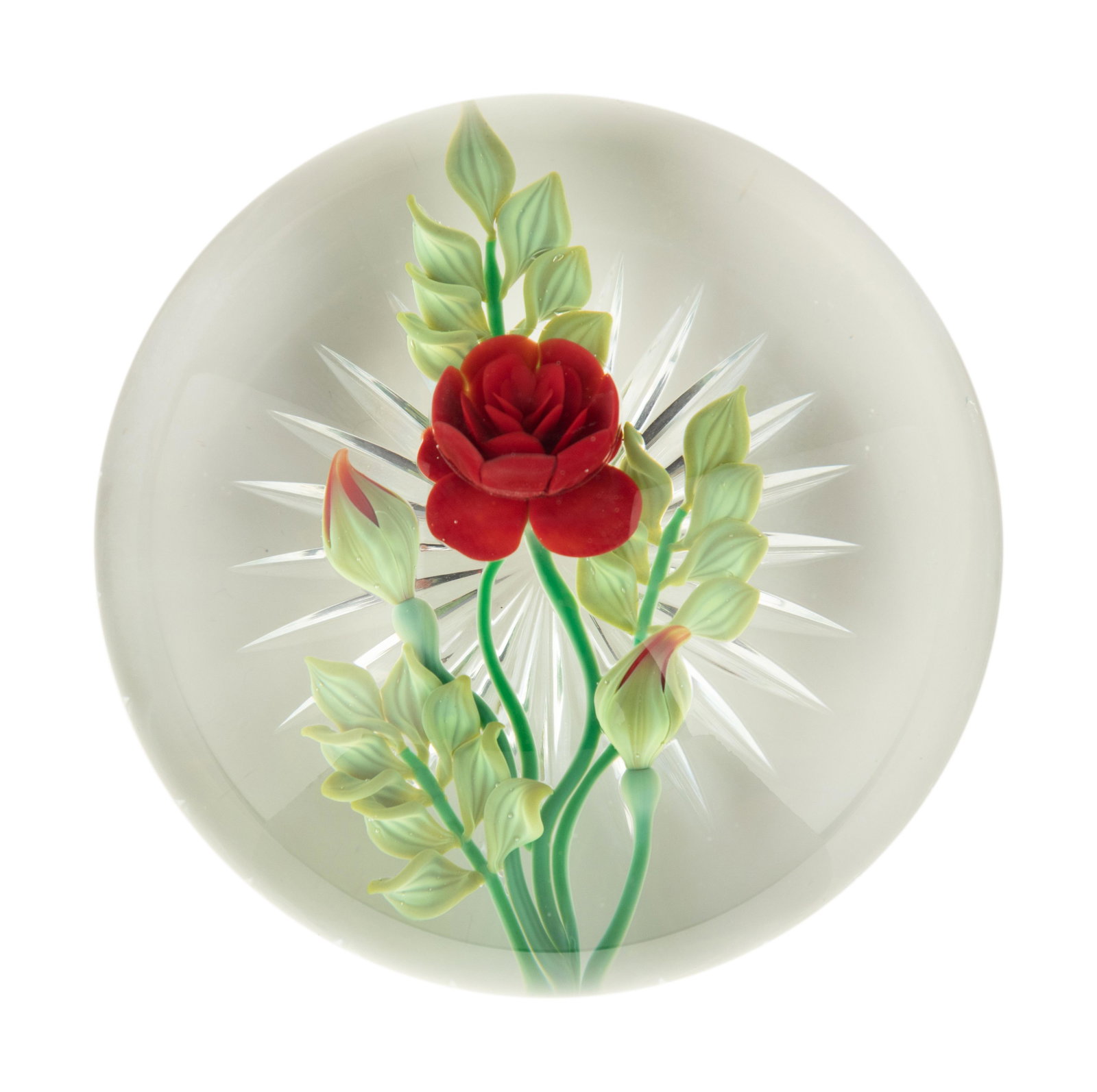 A Red Rose Botanical Glass Paperweight (1 of 4)