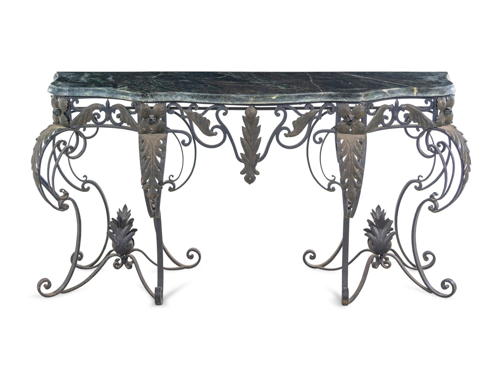 A French Style Steel and Marble-Top Console Table (1 of 3)