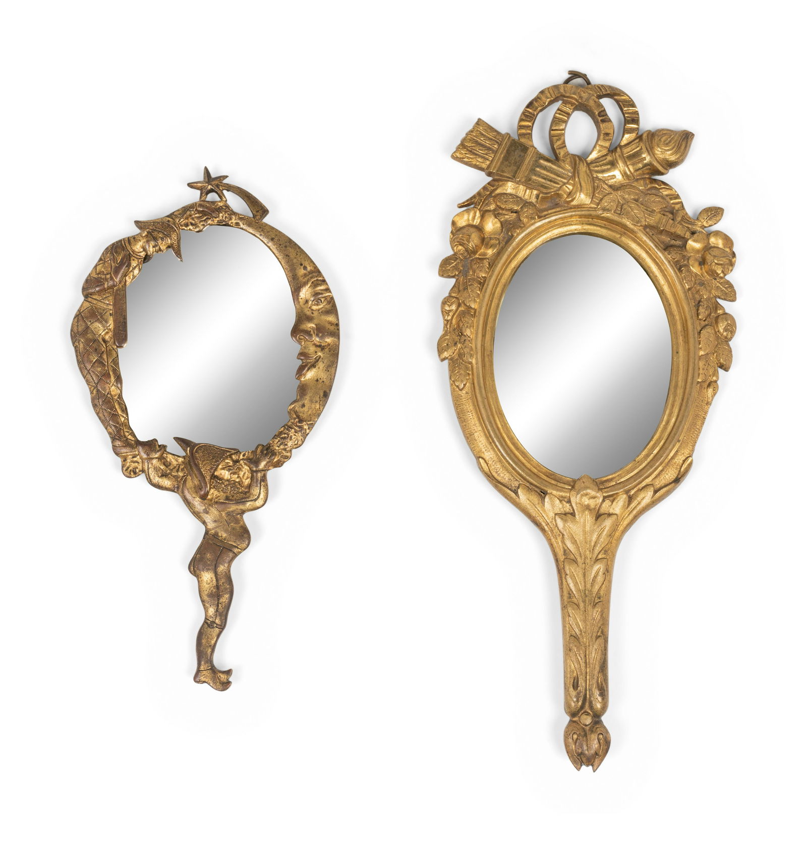 Two French Gilt Bronze Hand Mirrors (1 of 6)