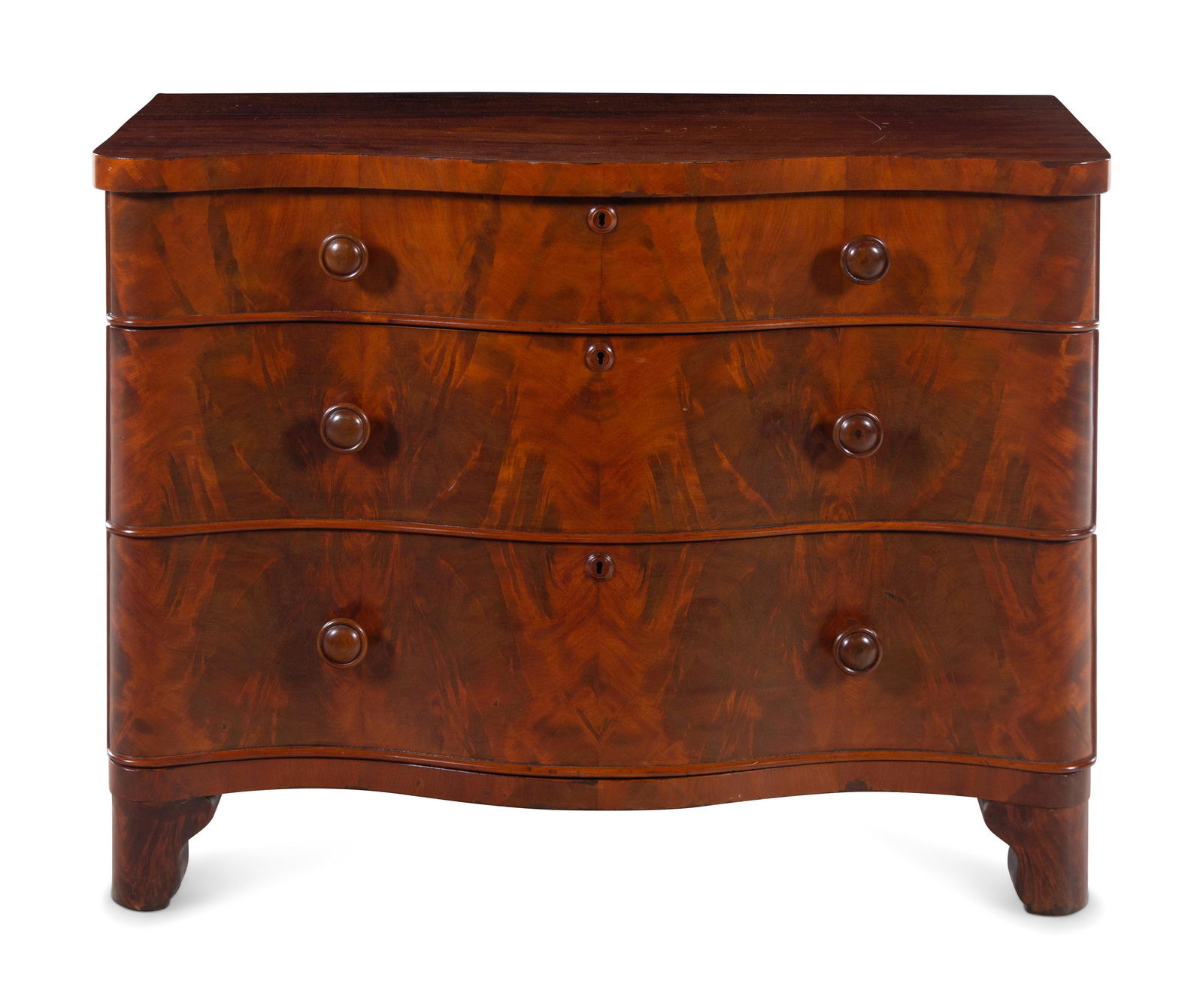 A Continental Walnut Serpentine-Front Chest of Drawers (1 of 5)