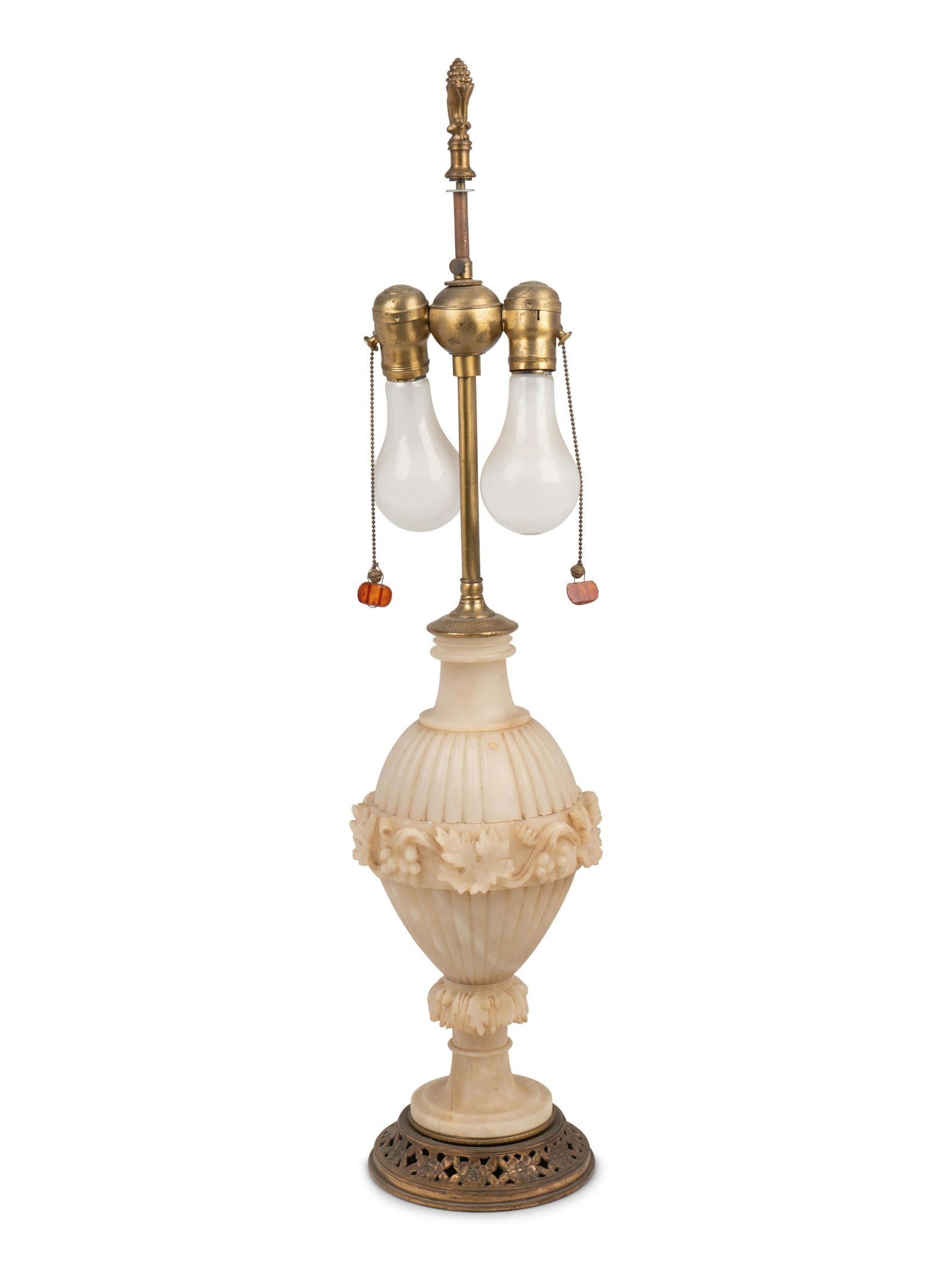 An Italian Alabaster Urn Mounted as a Lamp: An Italian Alabaster Urn Mounted as a Lamp 19th Century Height overall 30 inches. Property from the Knox Collection of Alma College, Sold to Benefit the Annie Reid Knox Fund