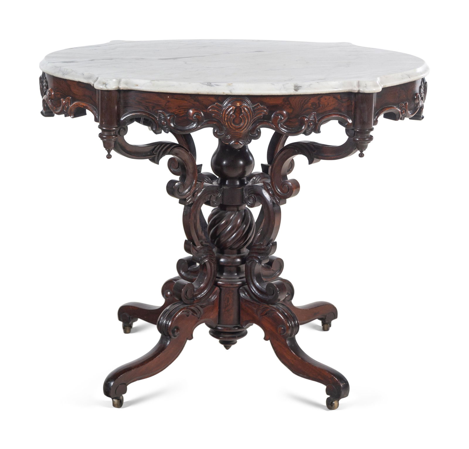 A Victorian Rococo Revival Rosewood Marble-Top Table (1 of 4)