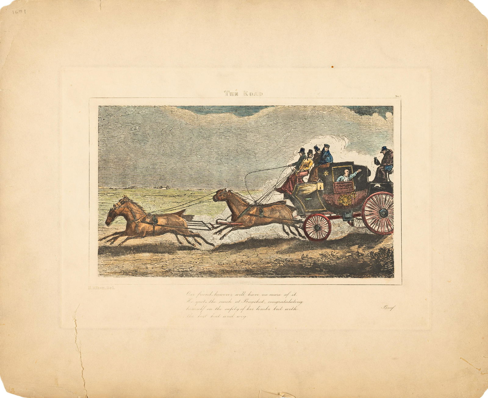 Henry Thomas Alken (British, 1785-1851): Henry Thomas Alken (British, 1785-1851) The Road, No. 3 lithograph 6 x 10 inches. Property from the Estate of Professor Ethan D. Alyea, Jr., Bloomington, Indiana