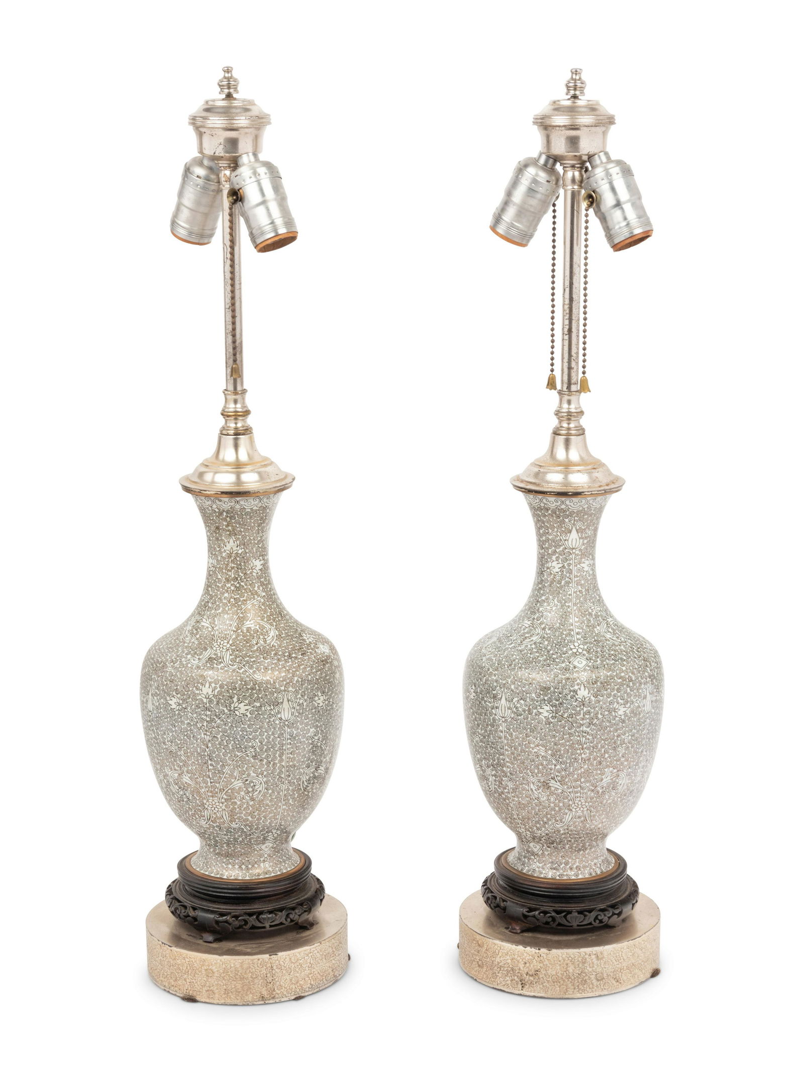A Pair of Cloisonne Vases Mounted as Lamps (1 of 3)