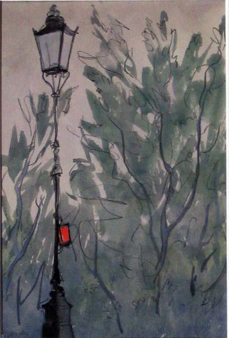 EMLEN ETTING (american 1905-1993) HYDE PARK" title: EMLEN ETTING (american 1905-1993) HYDE PARK" titled and dated "1944", watercolor on paper 6 7/8 x 4 1/2 in."