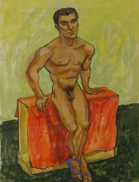 EMLEN ETTING (american 1905-1993) NUDE MALE oil o: EMLEN ETTING (american 1905-1993) NUDE MALE oil on paper 23 1/4 x 18 in.