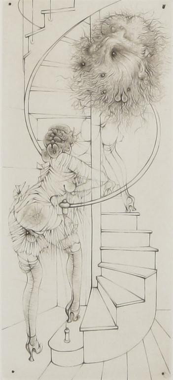 Hans Bellmer, (German, 1902-1975), Untitled: Hans Bellmer (German, 1902-1975) Untitled etching 8 x 4 inches.