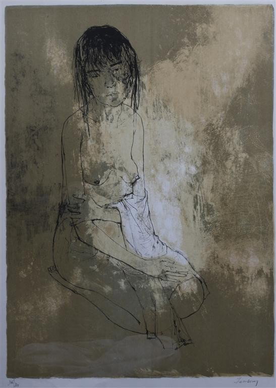 Jean Jansem, (French, b. 1920), Nude: Jean Jansem (French, b. 1920) Nude lithograph signed Jansem (lower right) 26 1/2 X 18 3/4 inches.