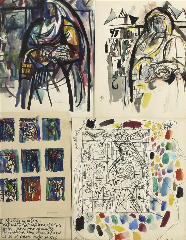 Abraham Rattner, (American, 1893-1978), Studies in Colo: Abraham Rattner (American, 1893-1978) Studies in Color watercolor signed Rattner (lower right) 27 1/2 x 21 inches.