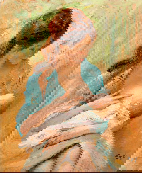 MARCEL DYF (french 1849-1985) MATERNITE Signed D: MARCEL DYF (french 1849-1985) MATERNITE Signed Dyf" bottom right, oil on canvas 25 1/2 x 21 1/4 in. (64.7 x 53.9 cm)"