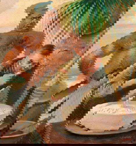 JOHN FORD CLYMER (american 1907-1989) HAPPY BIRTH: JOHN FORD CLYMER (american 1907-1989) HAPPY BIRTHDAY US MARINE CORPS" Signed "J Clymer" bottom left, oil on canvas 33 7/8 x 32 in. (86 x 81.2 cm) note: This work was commissioned as a front cover for