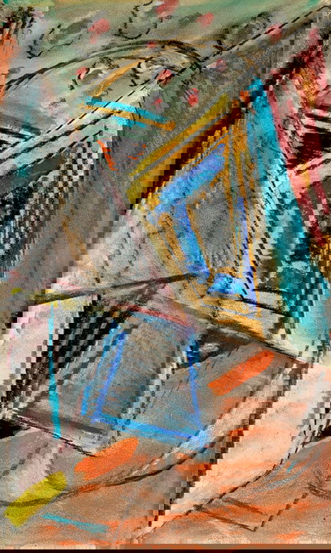 MAX WEBER (american 1881-1961) ABSTRACTION" Past: MAX WEBER (american 1881-1961) ABSTRACTION" Pastel, watercolor and crayon on paper 13 1/4 x 7 7/8 in. (33.6 x 20 cm) provenance: Graham Gallery, New York, NY Gallery Reese Palley, Atlantic City, NJ"