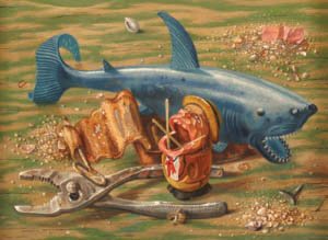 Aaron Bohrod: Aaron Bohrod (American, 1907-1992) Jaws - 3. oil on board. signed Aaron Bohrod (upper right) 12 x 14 3/4 inches.