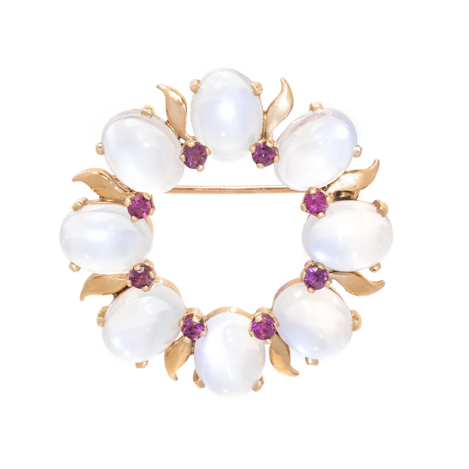 TIFFANY & CO., MOONSTONE AND RUBY BROOCH (1 of 2)