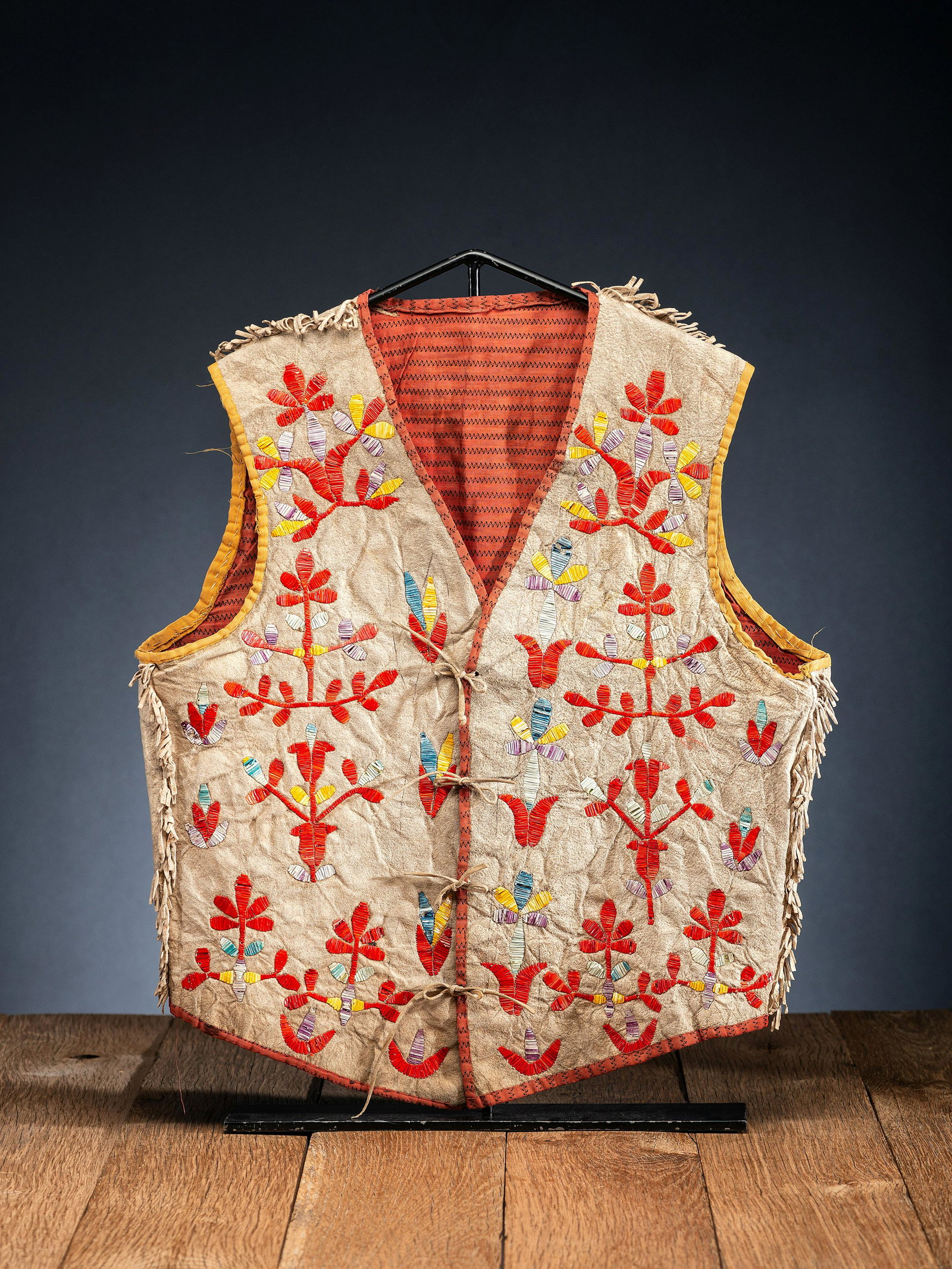 Sioux Quilled Hide Vest, with Thunderbirds and Flowers  (1 of 4)