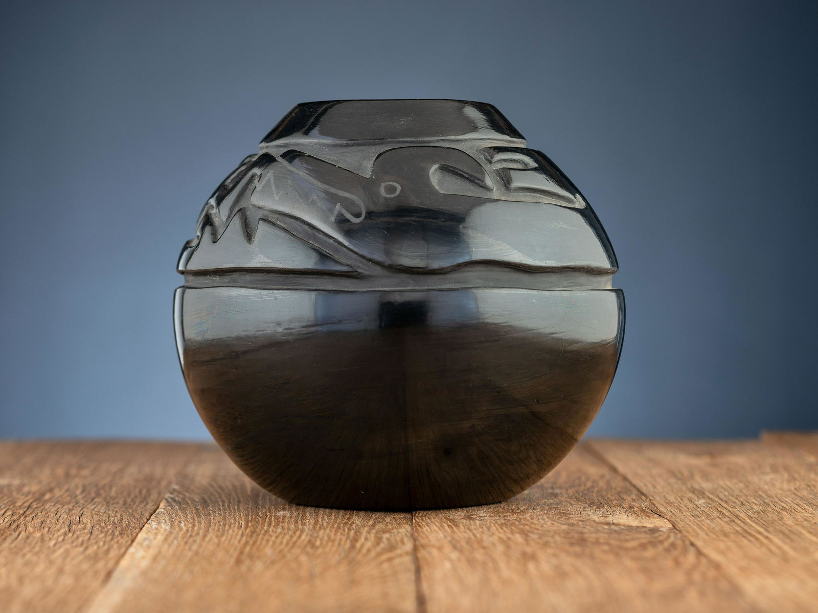 Margaret Tafoya (Santa Clara, 1904-2001) Carved Blackware Pottery Jar (1 of 10)