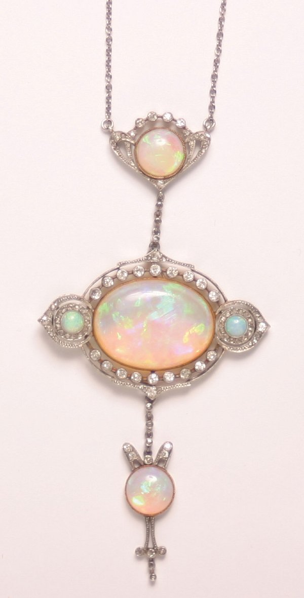 An Important Art Nouveau Opal and Diamon