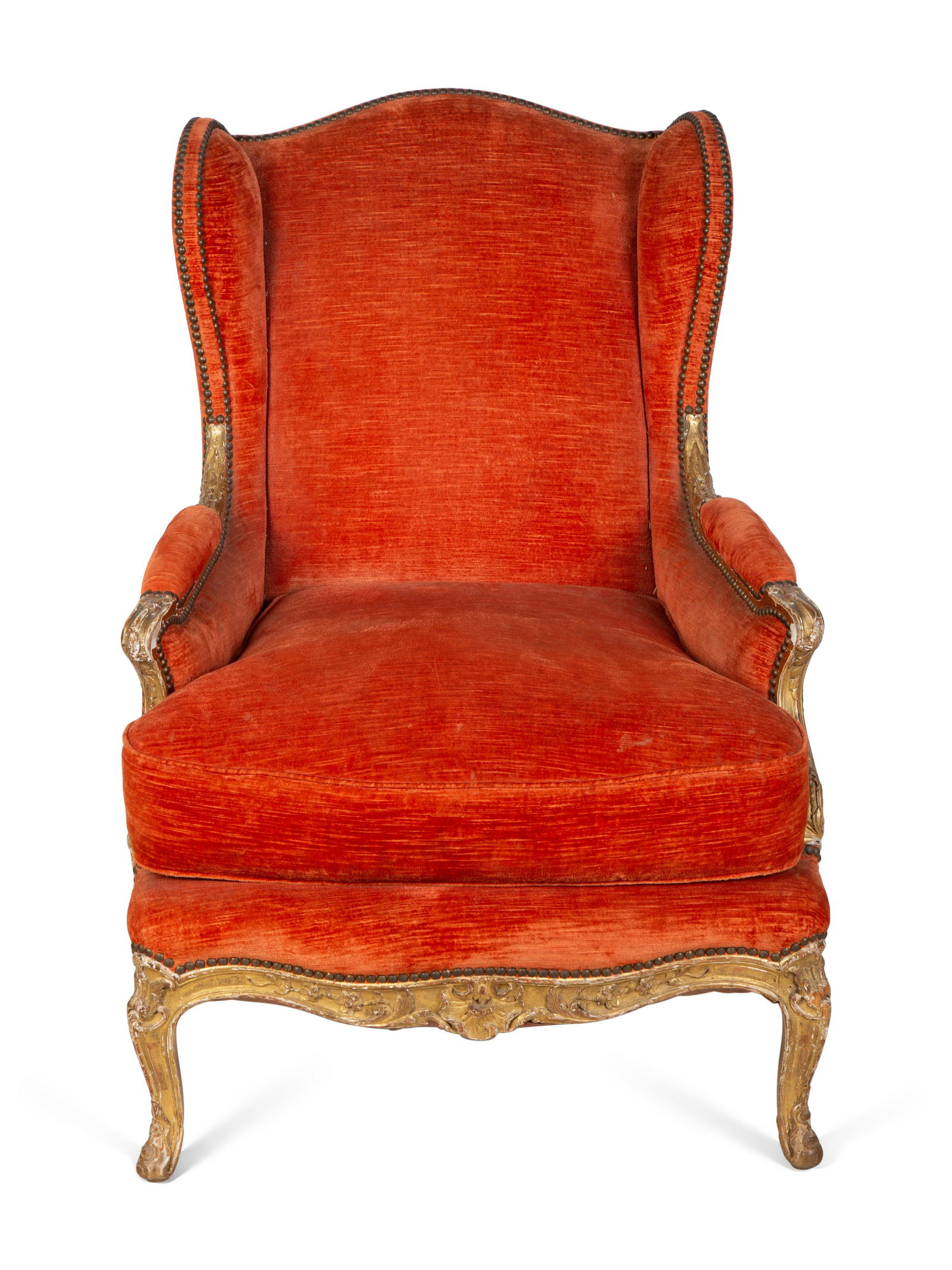 A Louis XV Style Giltwood BergÃ¨re a Oreilles Height 38 1/2 x width 27 1/2 x depth 33 inches. (1 of 3)