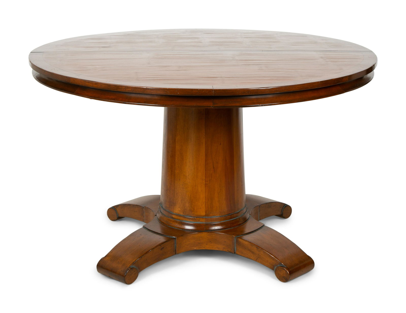 French Empire Style Fruitwood Dining Table With Opium Mat Inset Top Diameter 50 1/2 inches; Each (1 of 3)