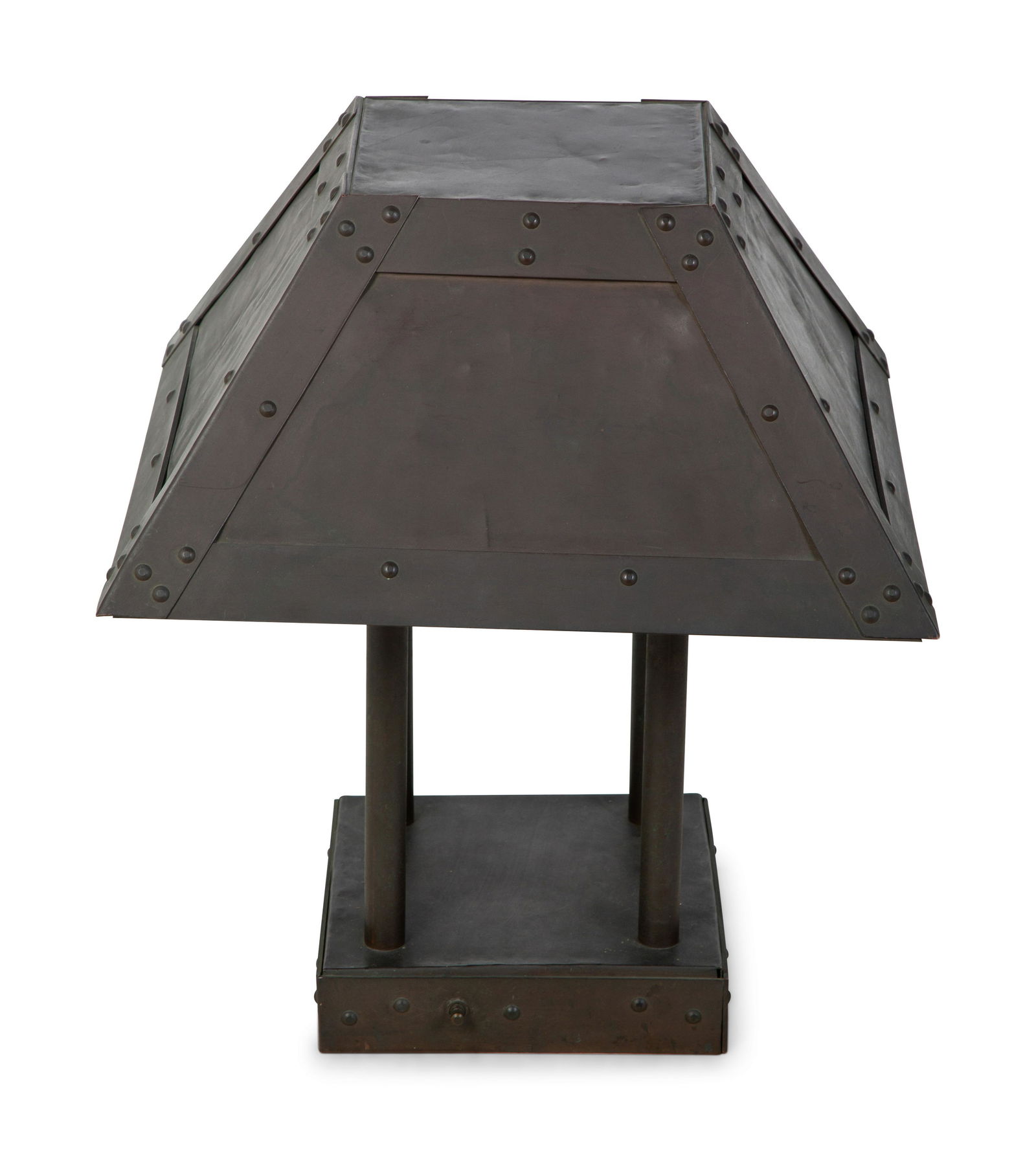 An Arts & Crafts Style Bronze Table Lamp Height 22 x 28 inches square. (1 of 3)