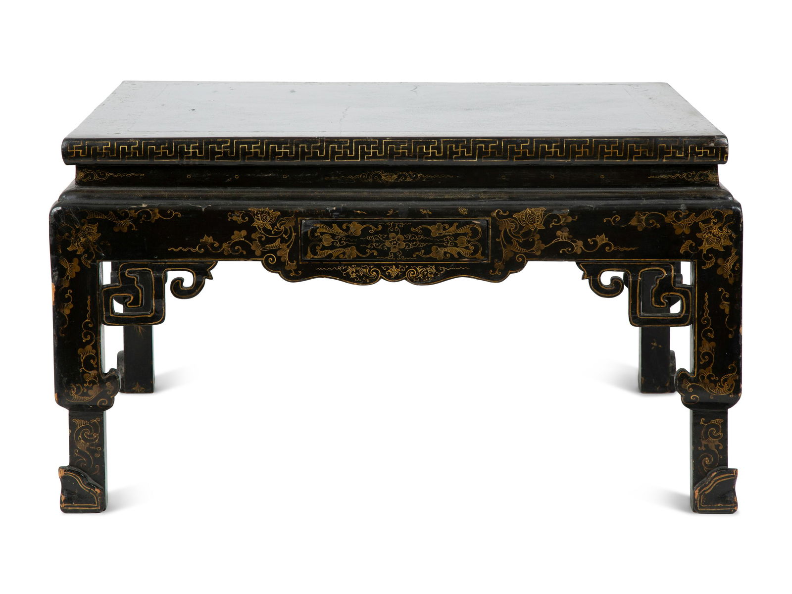 A Chinese Carved and Lacquered Low Table Height 19 1/2 x width 33 inches. (1 of 4)