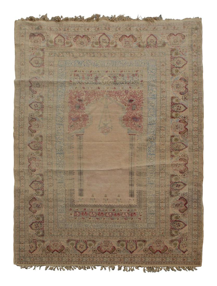 A Turkish Silk Prayer Rug 6 feet 4 inches x 5 feet 4 inches. (0115) on Apr 11, 2022 Hindman in FL