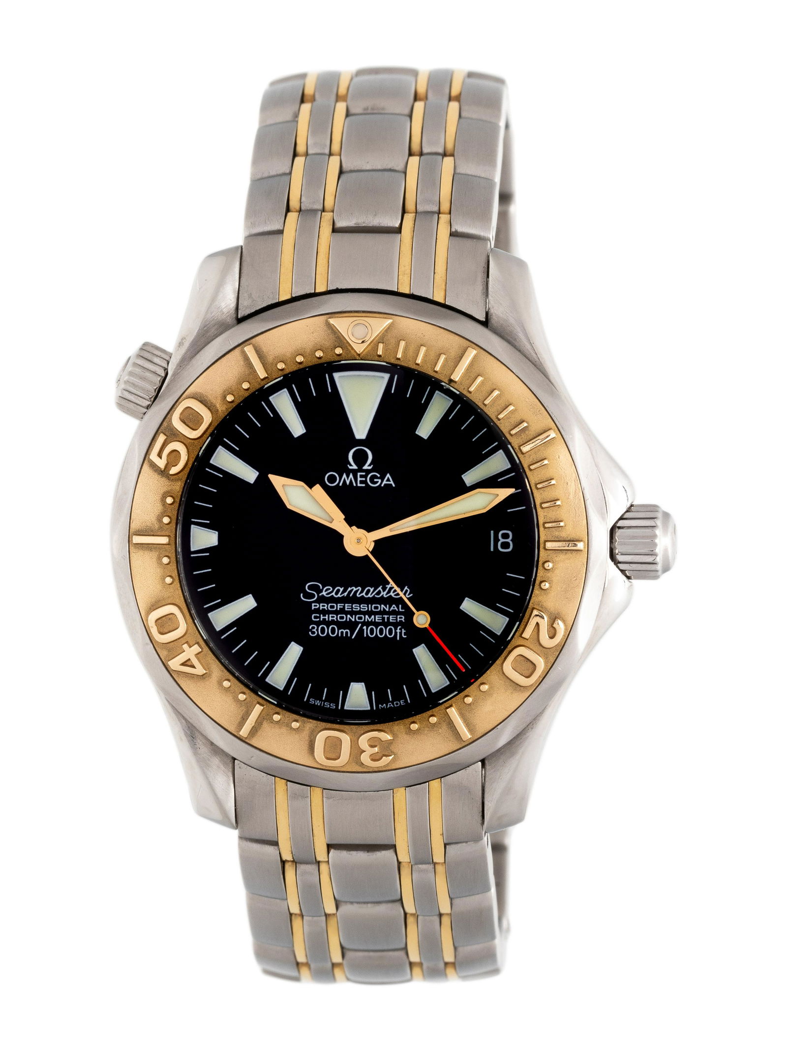 OMEGA, STAINLESS STEEL AND YELLOW GOLD 'SEAMASTER PROFESSIONAL' WRISTWATCH (1 of 2)