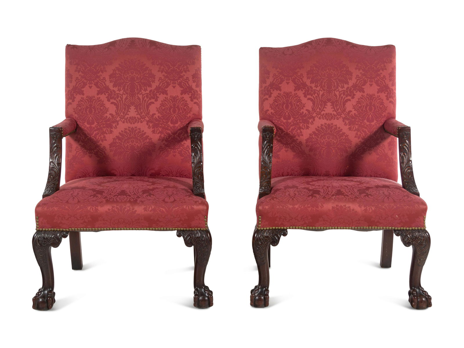 A Pair of Chippendale Style Mahogany Library Chairs (1 of 4)