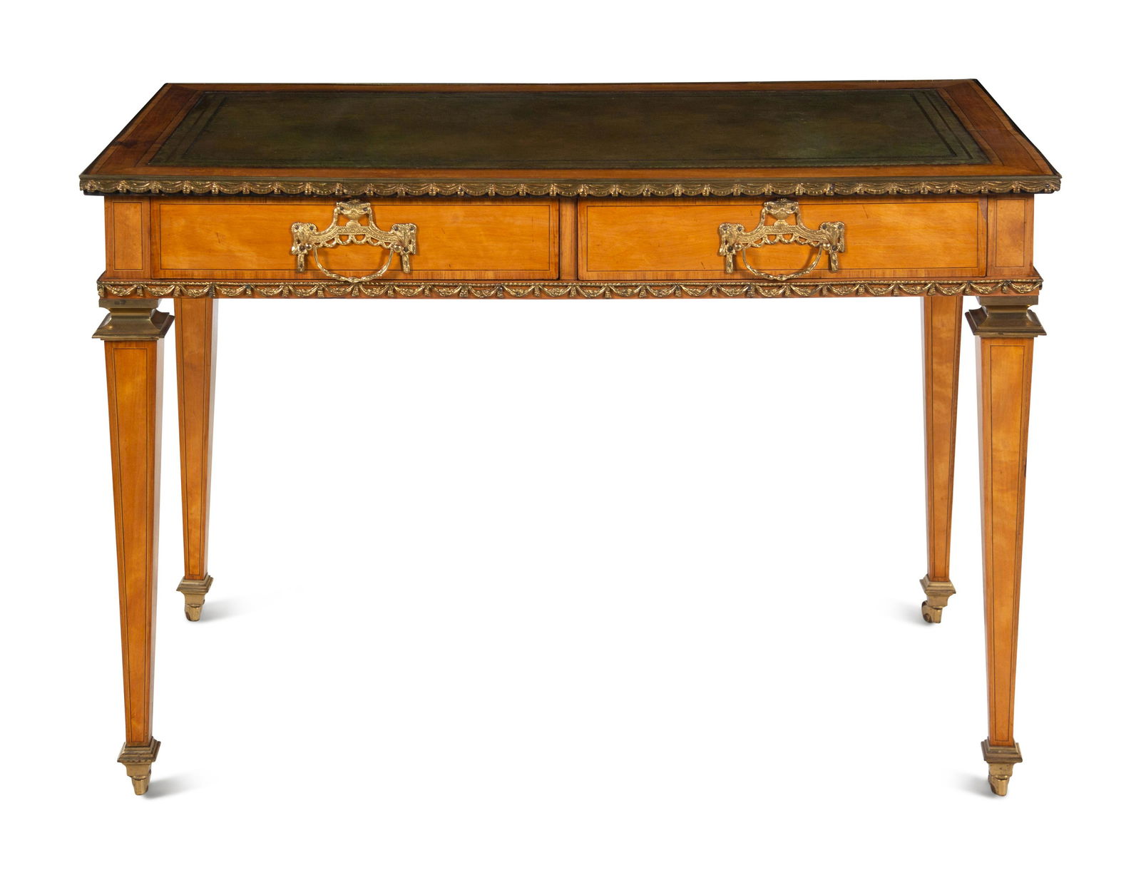 An English Gilt Bronze Mounted Satinwood Writing Table in the Louis XVI Taste (1 of 5)