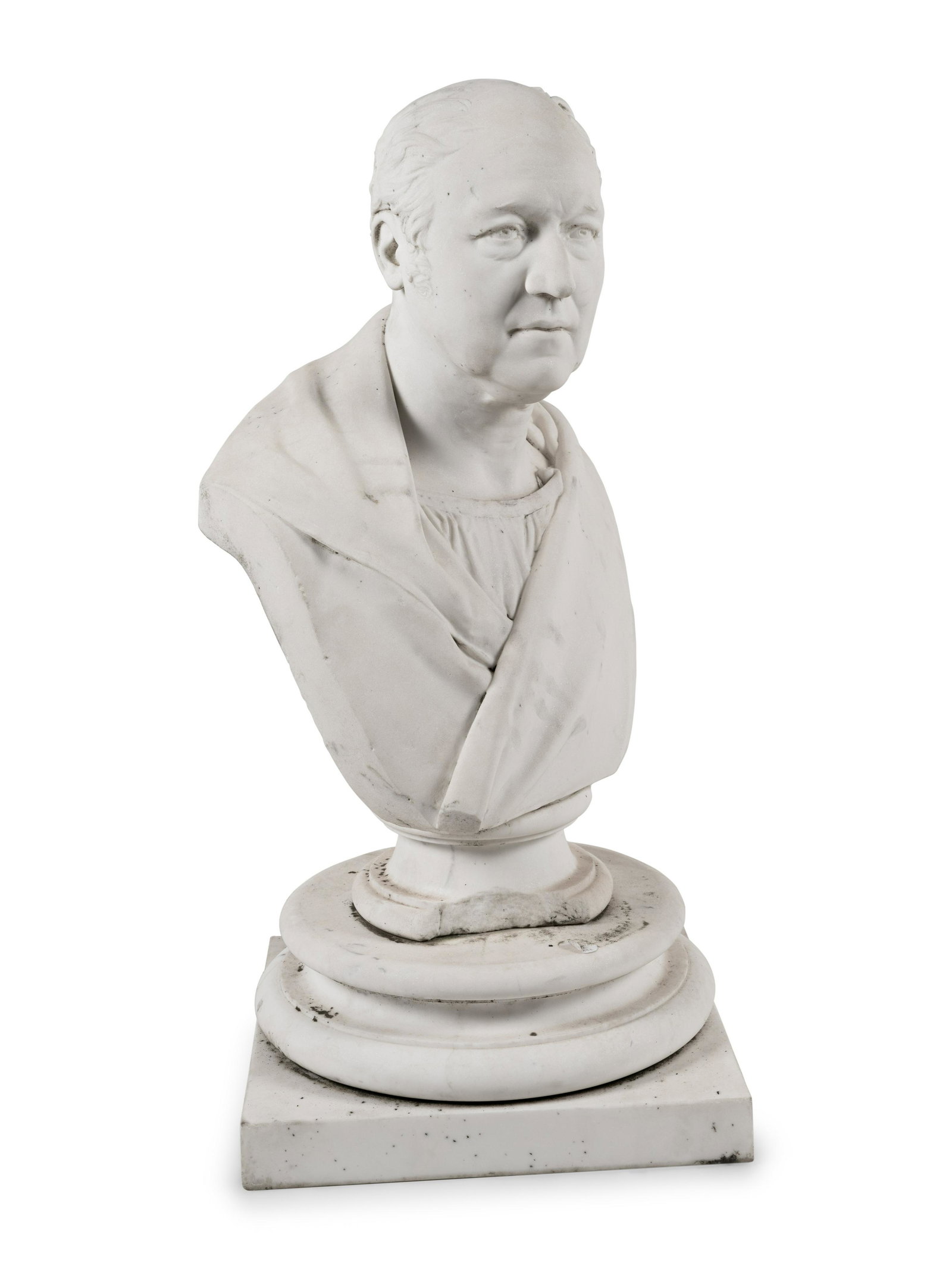 William Behnes (British, 1794-1864): William Behnes (British, 1794-1864) Portrait Bust of a Man, 1824 carved marble signed W. Behnes Sculptor London and dated Height 34 inches. Property from the Estate of Jules and Gwen Knapp
