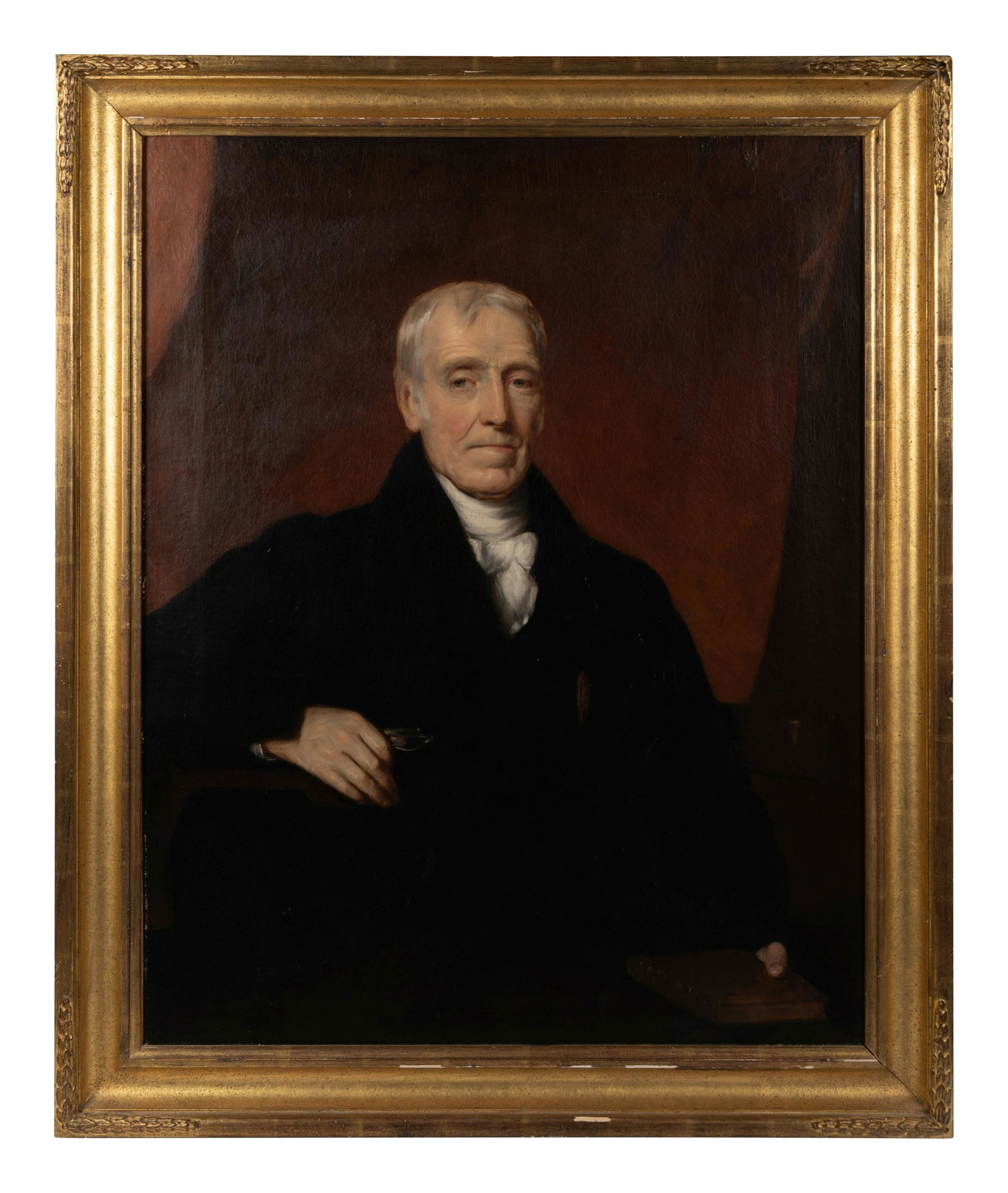 British or American School, 19th Century: British or American School, 19th Century Portrait of a Gentleman oil on canvas 36 x 28 inches.
