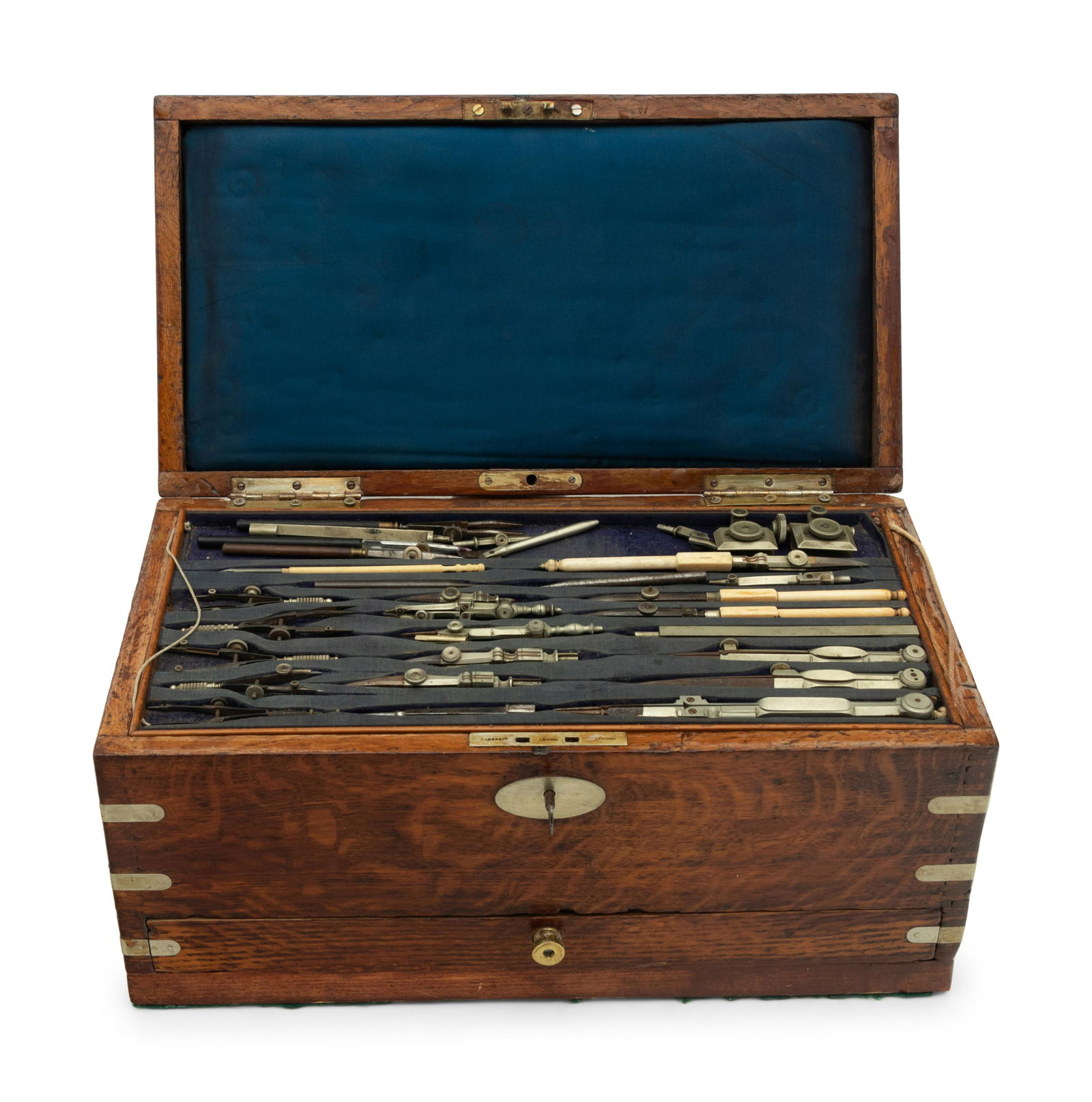 A Regency Brass Mounted Oak Cased Drawing Set (1 of 7)