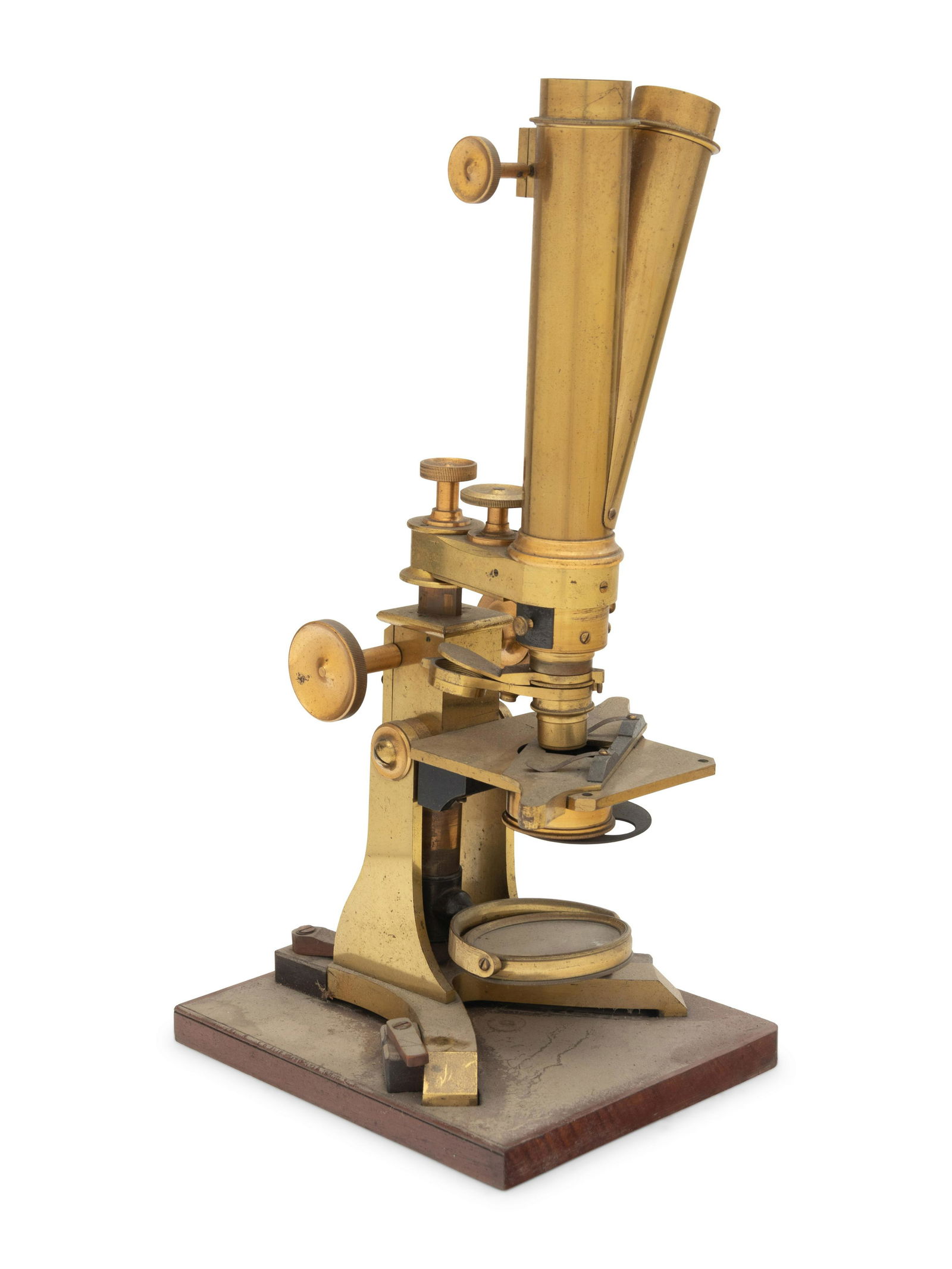 An English Brass Binocular Microscope (1 of 5)
