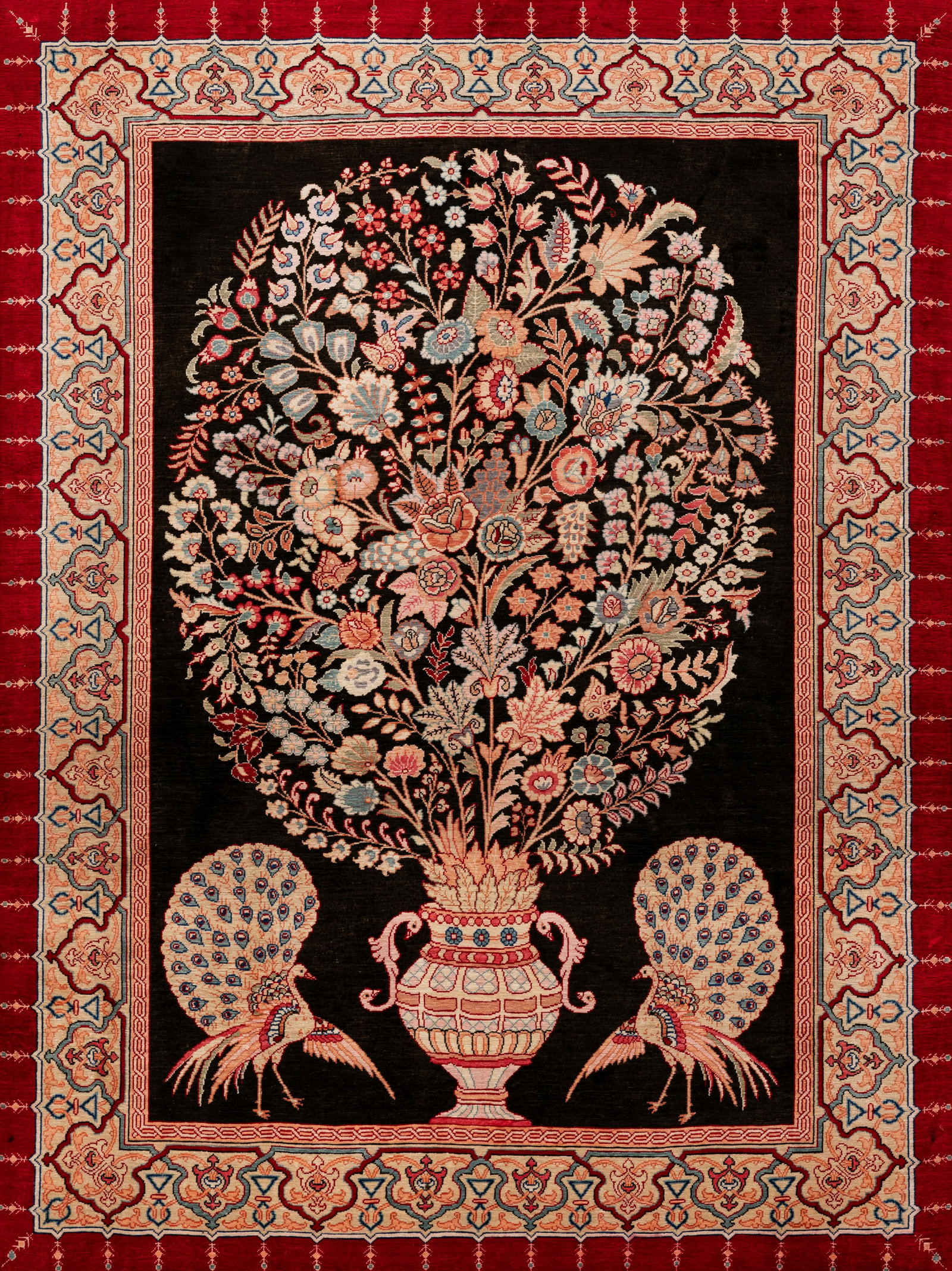 A Pair of Qum Silk and Wool Pictorial Rugs (1 of 10)