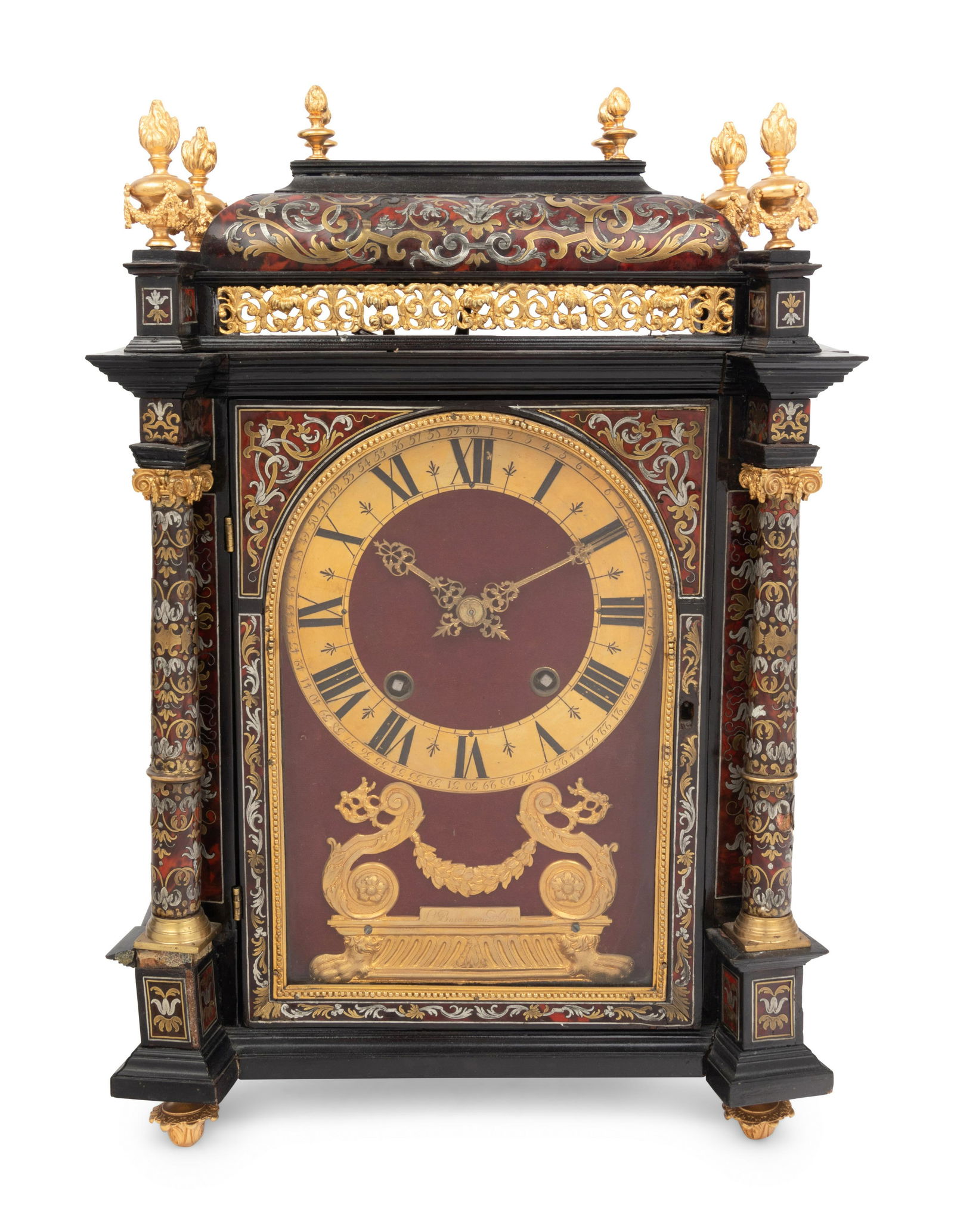 A Napoleon III Style Gilt Metal Mounted Boulle Marquetry Mantel Clock (1 of 3)