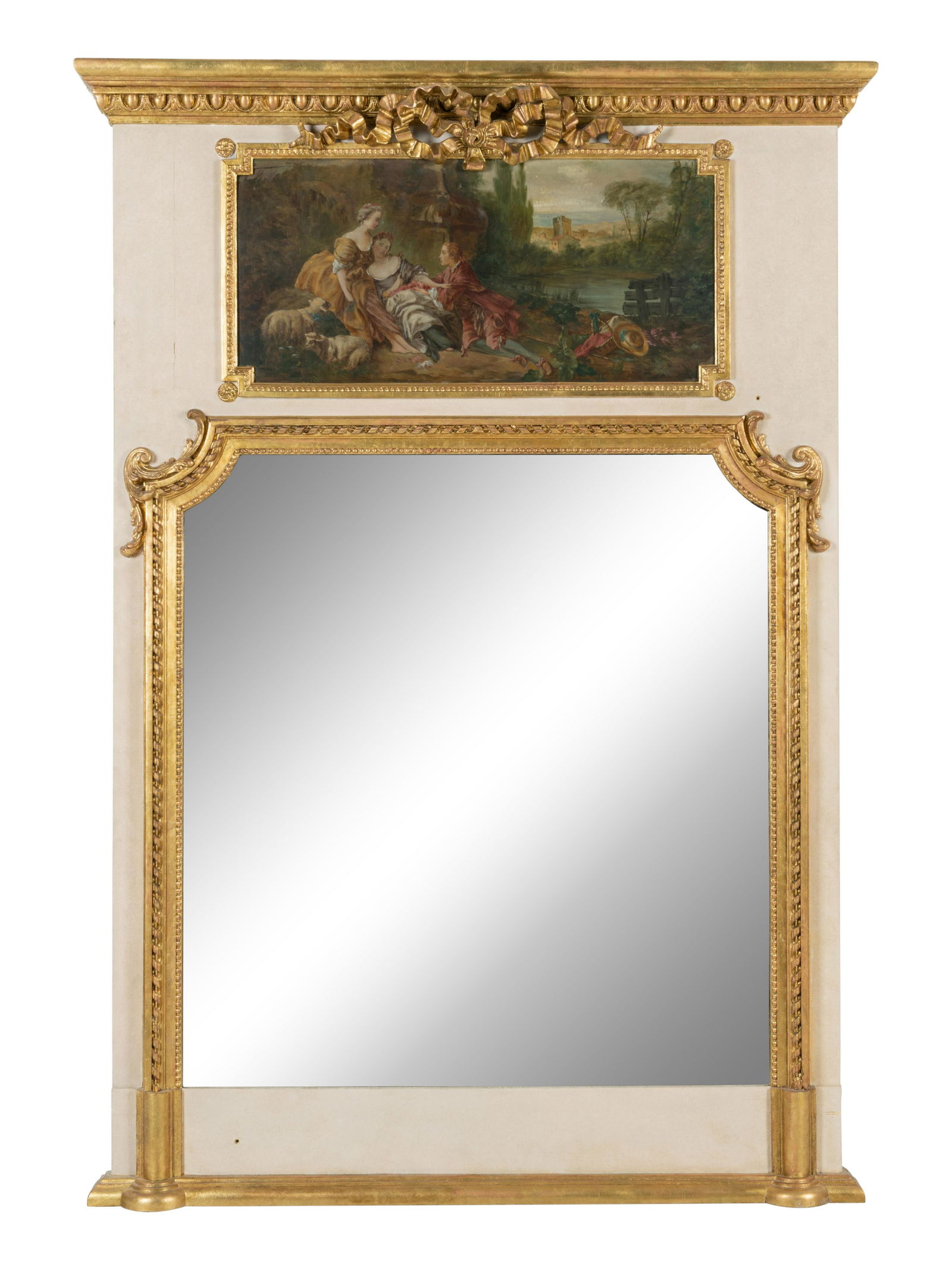 A French Painted and Parcel Gilt Trumeau Mirror (1 of 3)