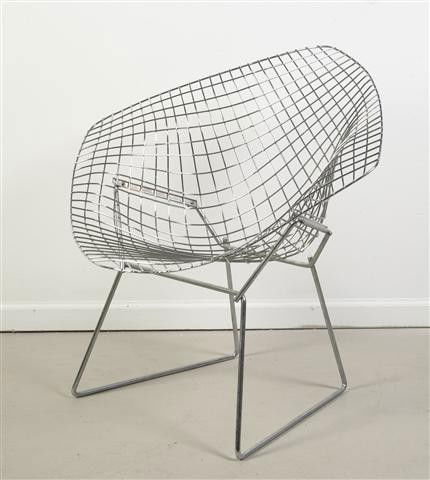 A Chromed Wire Handkerchief Chair, Height 30 1/2 in: A Chromed Wire Handkerchief Chair, after a design by Harry Bertoia. Height 30 1/2 inches. Property from the Collection of Irma Ecksel, Nashville, Tennessee