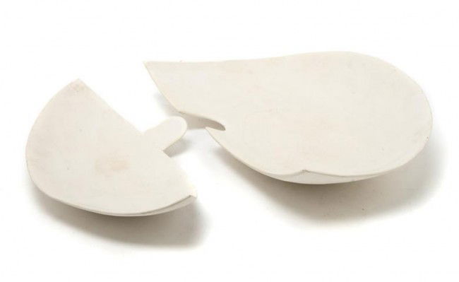 A Ceramic Sculpture, Joan Rosenberg, Diameter 17 i: A Ceramic Sculpture, Joan Rosenberg, of two semi-circular forms in white ceramics. Diameter 17 inches. Property from the Collection of Irma Ecksel, Nashville, Tennessee