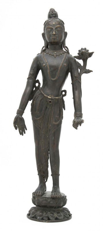 A Southeast Asian Bronze Hindu Figure,: A Southeast Asian Bronze Hindu Figure, likely Shiva, depicted in a standing pose with flowing robes.